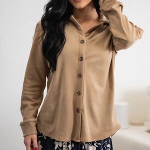 Sozy Harper Button Down Shacket Top - Sz L
